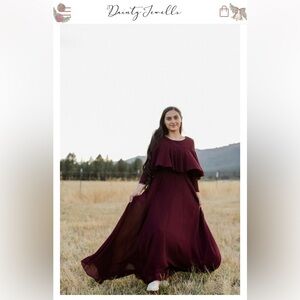 Dainty Jewells Elegant Burgundy Long Sleeve Dress